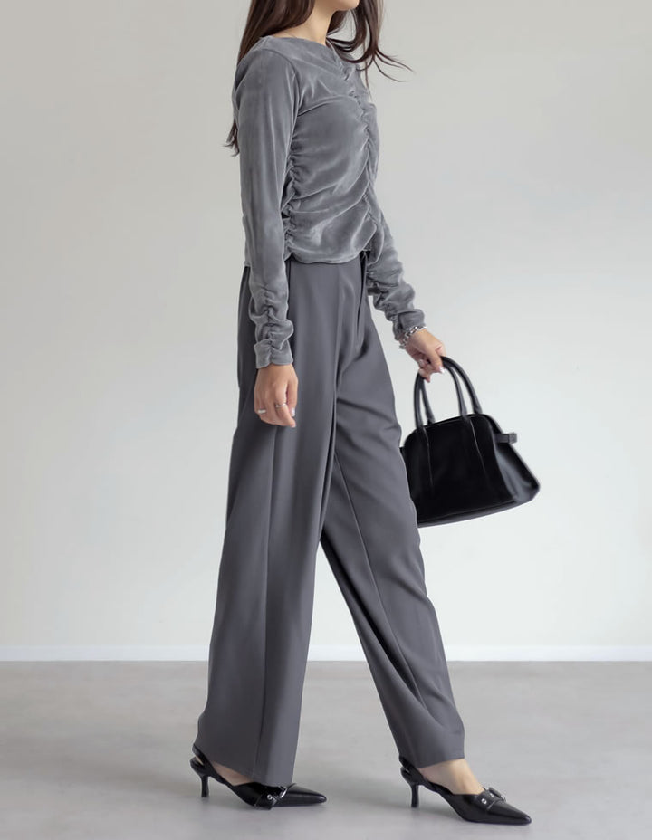 シアーフロッキーベロアギャザートップス トップス 人気レディースファッション通販 リエディ