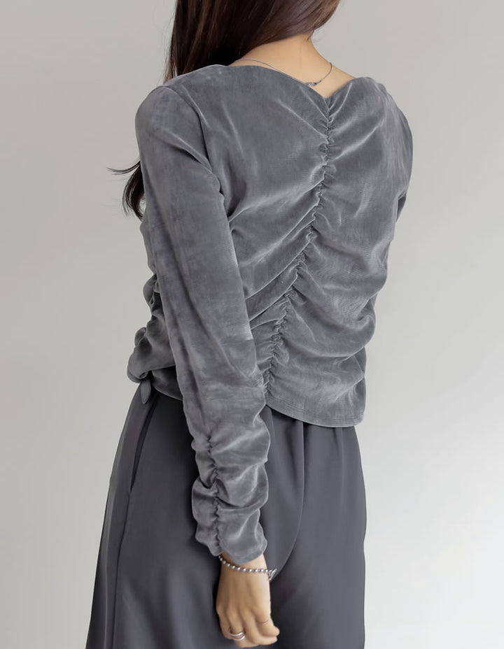シアーフロッキーベロアギャザートップス トップス 人気レディースファッション通販 リエディ