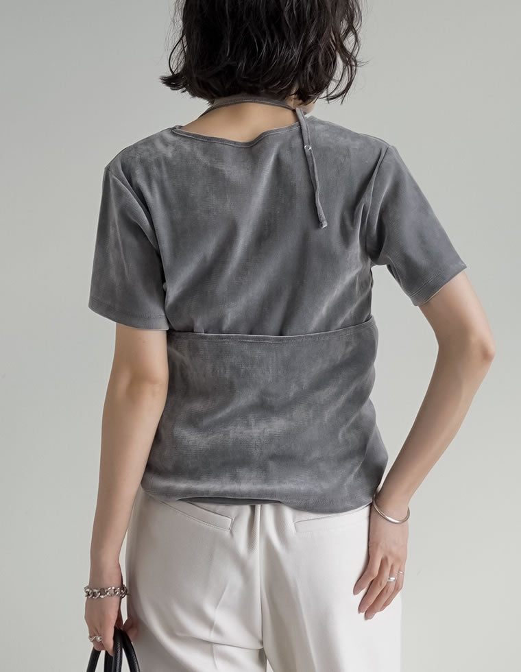 カットベロアホルターネックビスチェ×Tシャツ - トップス通販 | 人気