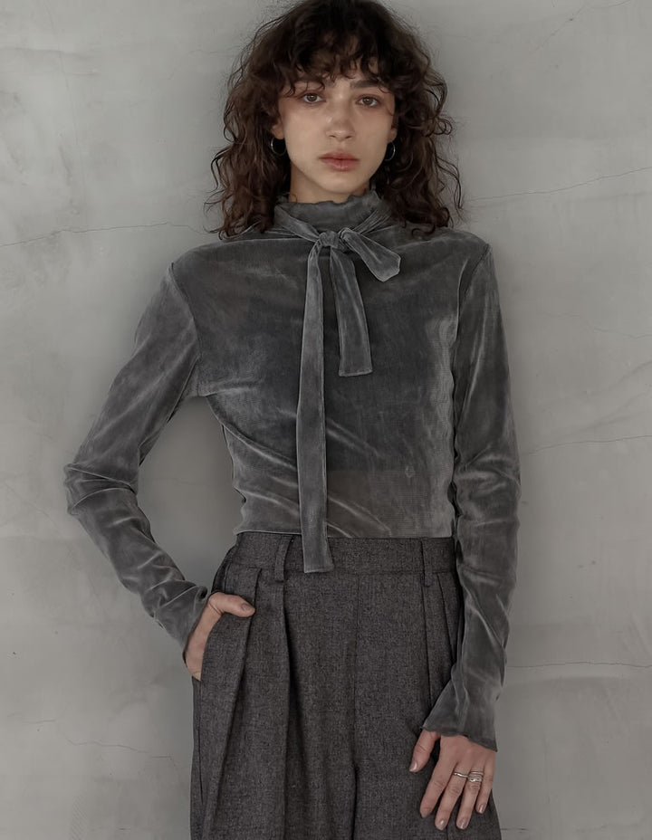 ≪20日11:59まで！期間限定ポイント10%UP対象≫[公式サイト限定先行受注][2025AW COLLECTION][2点セット]シアーフロッキーベロアスカーフ付きハイネックトップス[mb] トップス 人気レディースファッション通販 リエディ