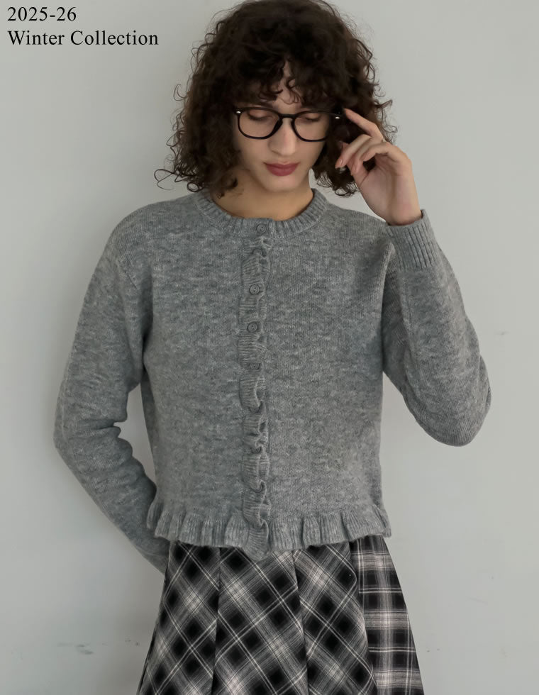 メランジニットフリルカーディガン - トップス通販 | 人気レディース