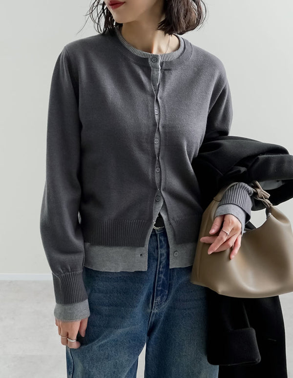 [2025AW COLLECTION]クルーネックレイヤード風カーディガン