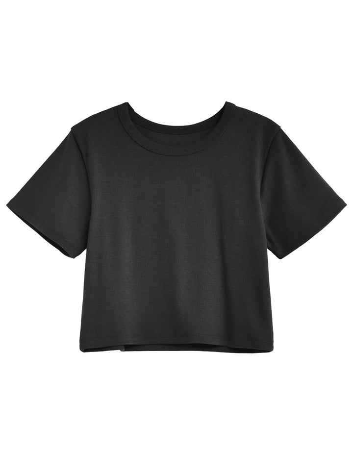 テレコリブクロップド半袖Ｔシャツ トップス 人気レディースファッション通販 リエディ