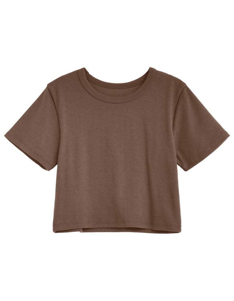 テレコリブクロップド半袖Tシャツ - トップス通販 | 人気レディース