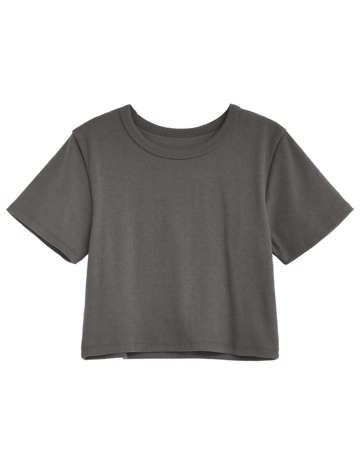 テレコリブクロップド半袖Ｔシャツ トップス 人気レディースファッション通販 リエディ
