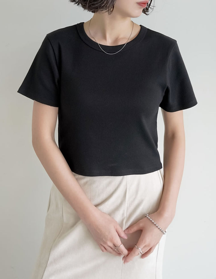 テレコリブクロップド半袖Ｔシャツ トップス 人気レディースファッション通販 リエディ