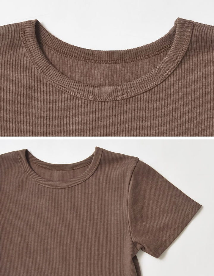 テレコリブクロップド半袖Ｔシャツ トップス 人気レディースファッション通販 リエディ