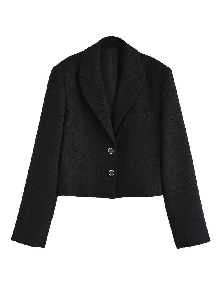 ツイードクロップドテーラードジャケット - ジャケット/アウター