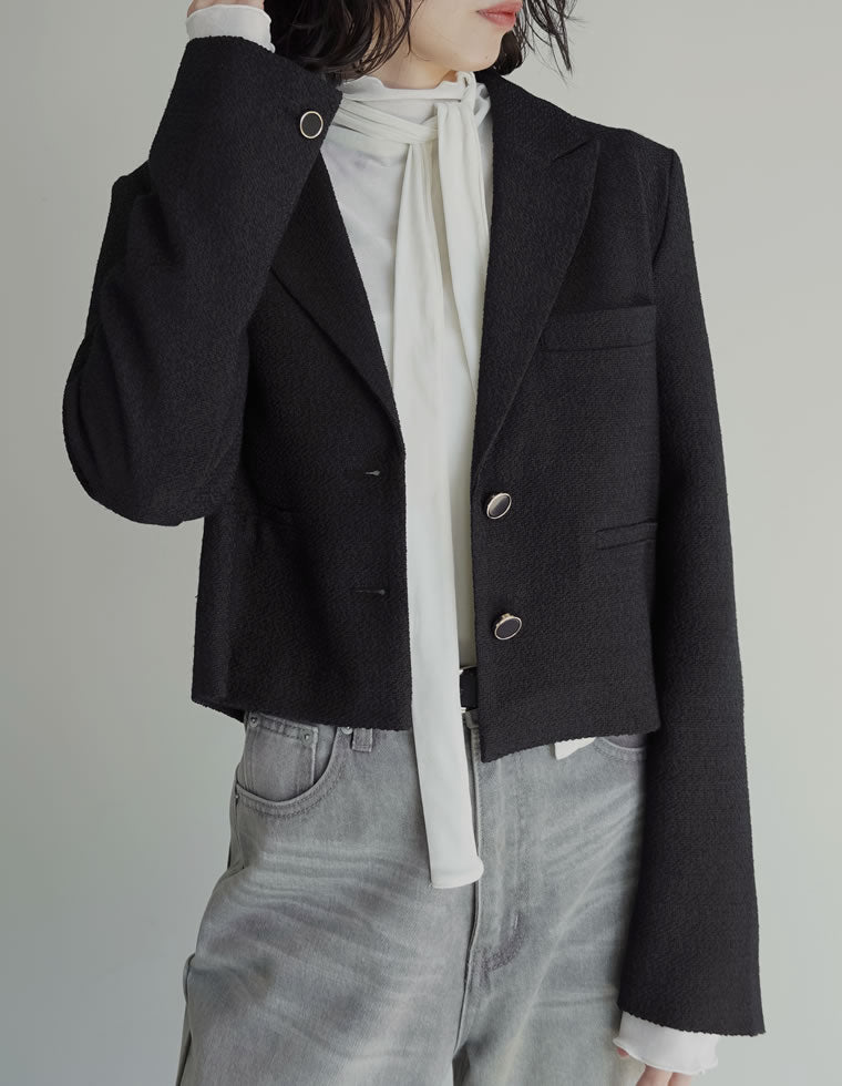 【美品✨️】Dolce&Gabbana ツイードテーラードジャケット ブラック系 Gabardine Turlington jacket with top-stitching in Black for