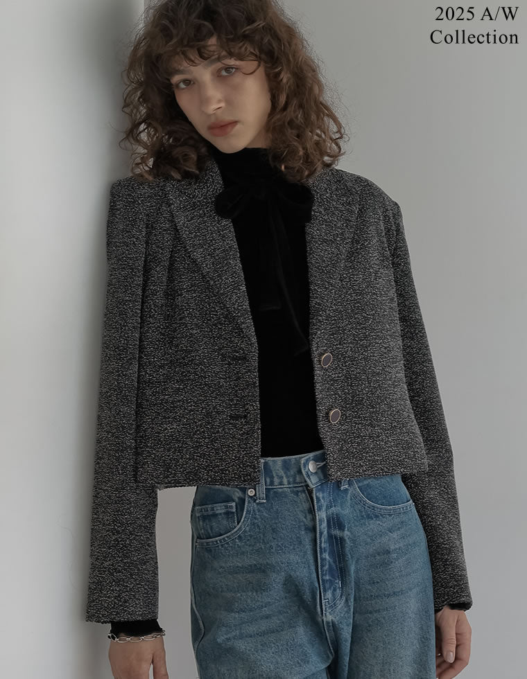 ツイードクロップドテーラードジャケット - ジャケット/アウター通販