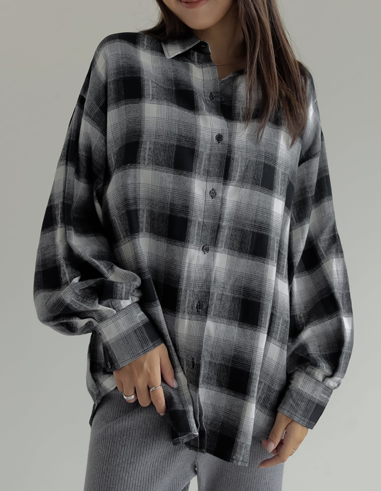 オンブレチェックオーバーサイズシャツ - トップス通販 | 人気