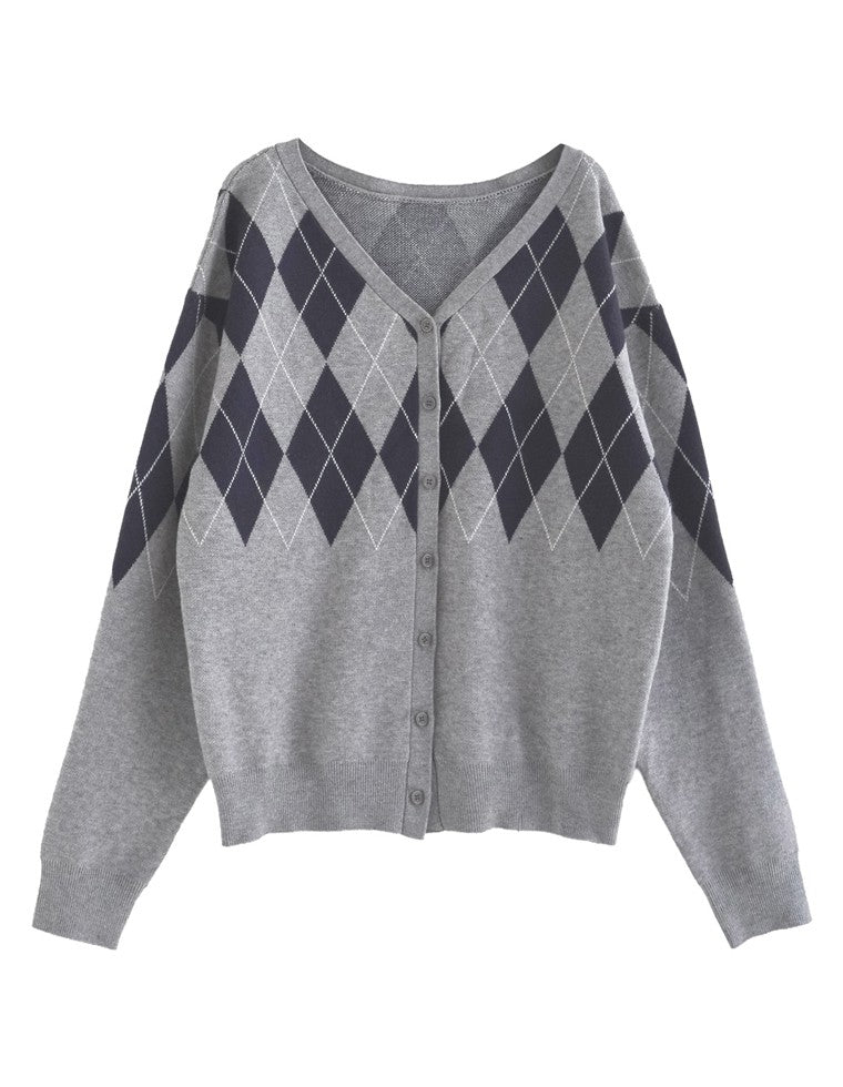 カーディガン グレーアーガイル(入荷済み) | 人気レディース