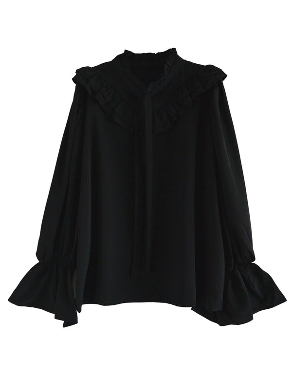 [MEISM by Re:EDIT][2025AW PRE ORDER]フレアスリーブフリルカッティングボウタイリボンブラウス トップス 人気レディースファッション通販 リエディ