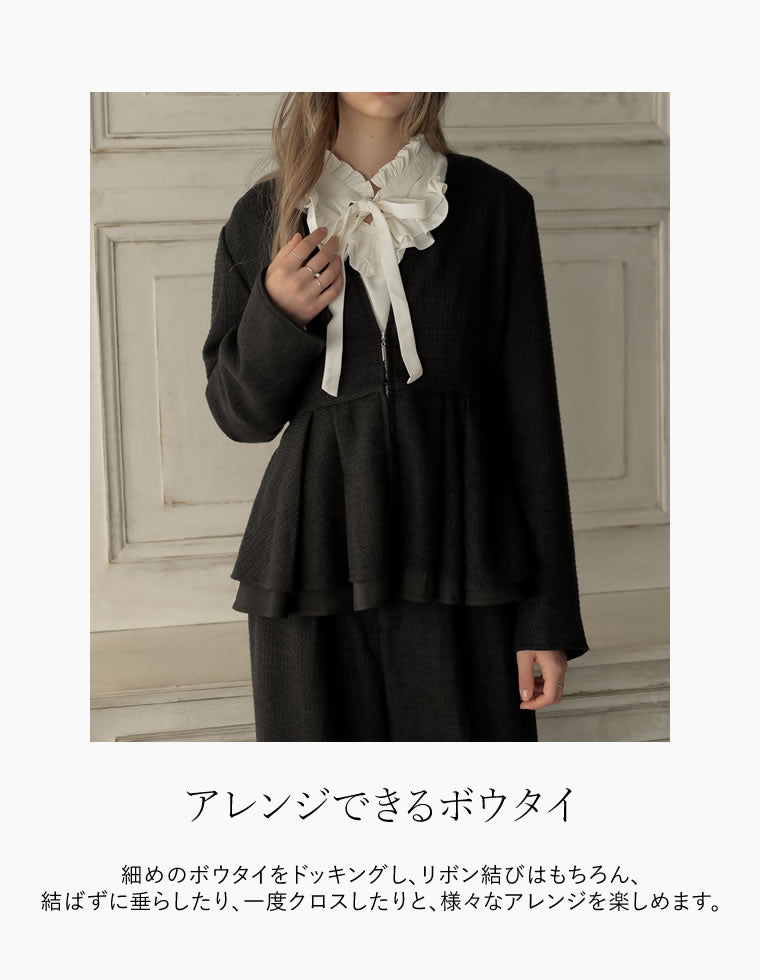 フリルカッティングボウタイリボンブラウス - トップス通販 | 人気