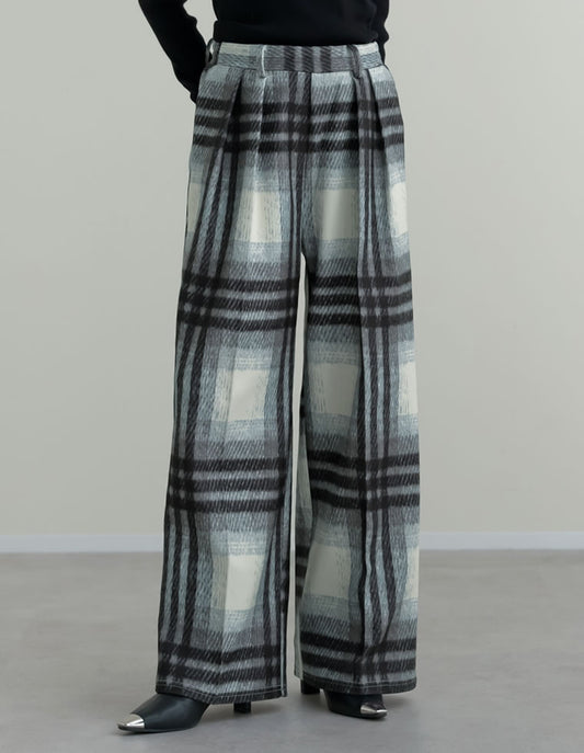 起毛ストレッチシャギーチェック柄ワイドパンツ パンツ 人気レディースファッション通販 リエディ