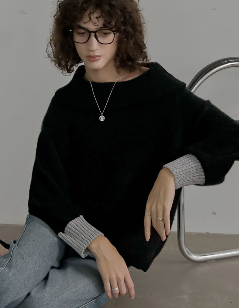 Theory オフショルダーニット ブラック シャギーニットオフショルダートップス - トップス通販 | 人気