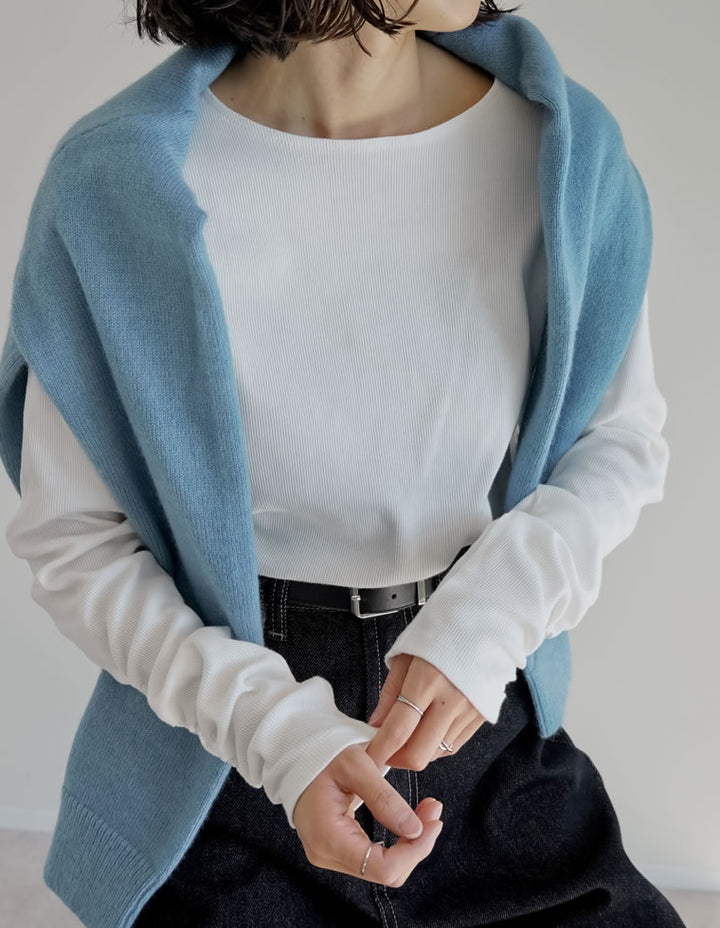 【クーポンで20%OFF￥2,998⇒￥2,398】〖クーポンコード：SH_20_2511〗[乾燥機対応][汗じみ防止][UVカット]選べるネックデザインリブカットソー袖ギャザー長袖トップス