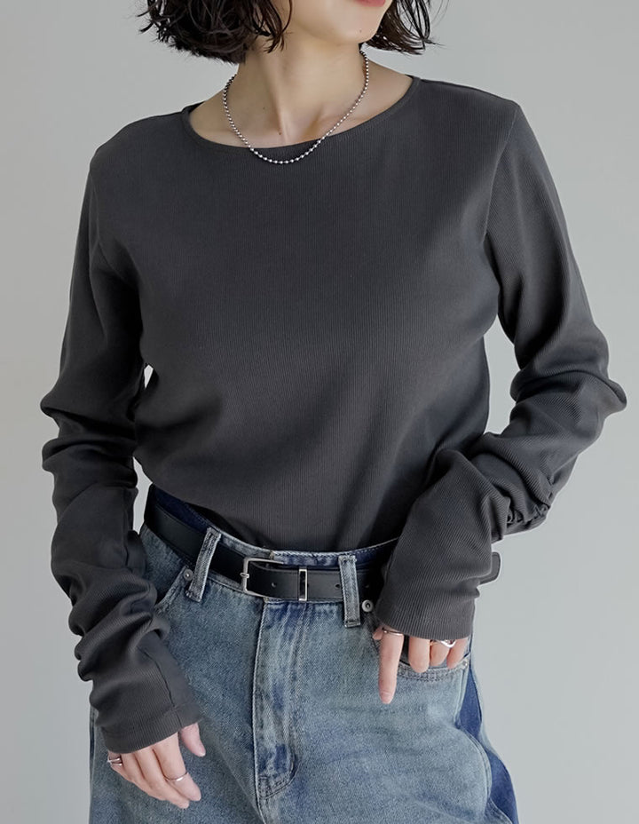 【クーポンで20%OFF￥2,998⇒￥2,398】〖クーポンコード：SH_20_2511〗[乾燥機対応][汗じみ防止][UVカット]選べるネックデザインリブカットソー袖ギャザー長袖トップス