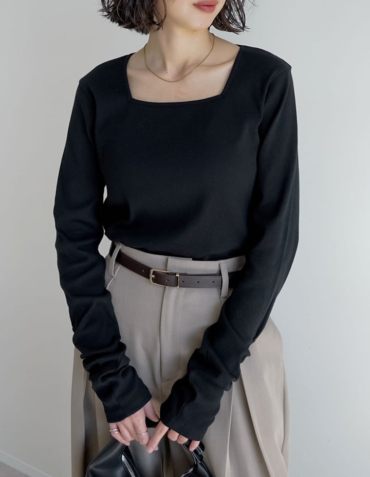 【クーポンで20%OFF￥2,998⇒￥2,398】〖クーポンコード：SH_20_2511〗[乾燥機対応][汗じみ防止][UVカット]選べるネックデザインリブカットソー袖ギャザー長袖トップス