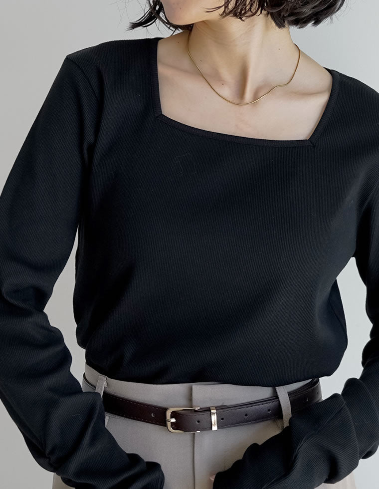 AD2023 チュールギャザーベルトトップス カットソー 長袖 黒 Honeys（ハニーズ） トップス カットソー 長袖 チュール フェミニン