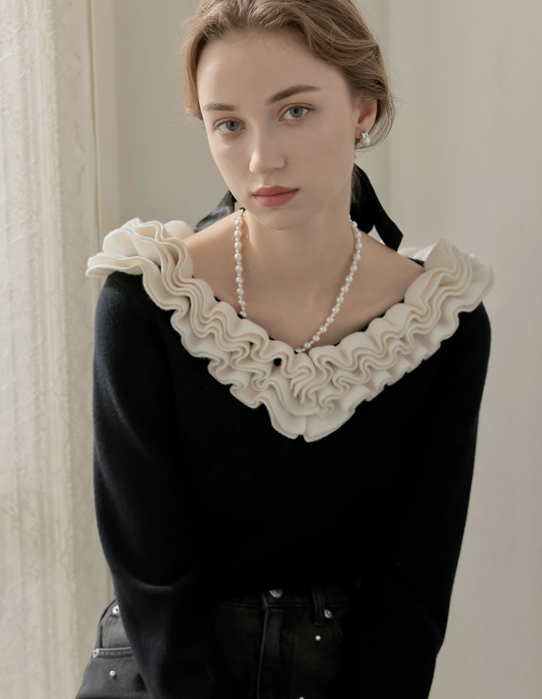 ルネ♡フリルニット フリルVネックニットトップス - トップス通販 | 人気レディース