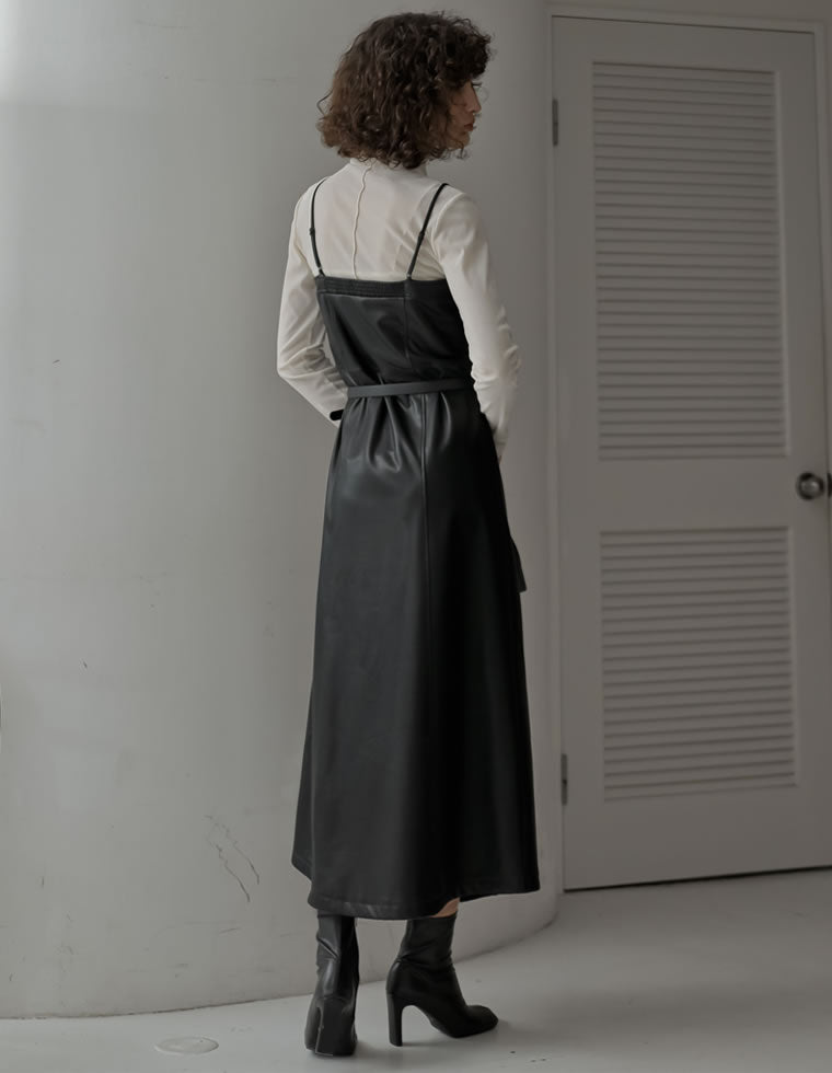 レザーサイドスリットキャミワンピース - ワンピース通販 | 人気