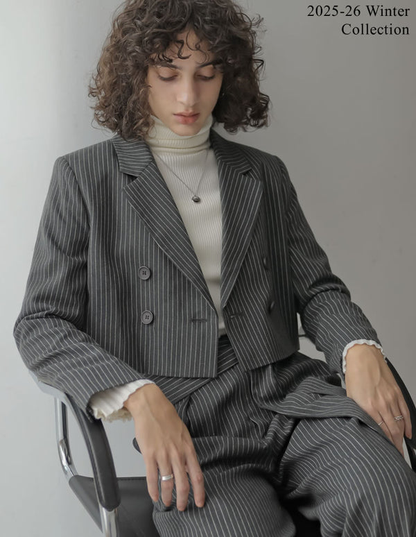 [2025 WINTER PRE ORDER]微起毛ストライプショートテーラードジャケット