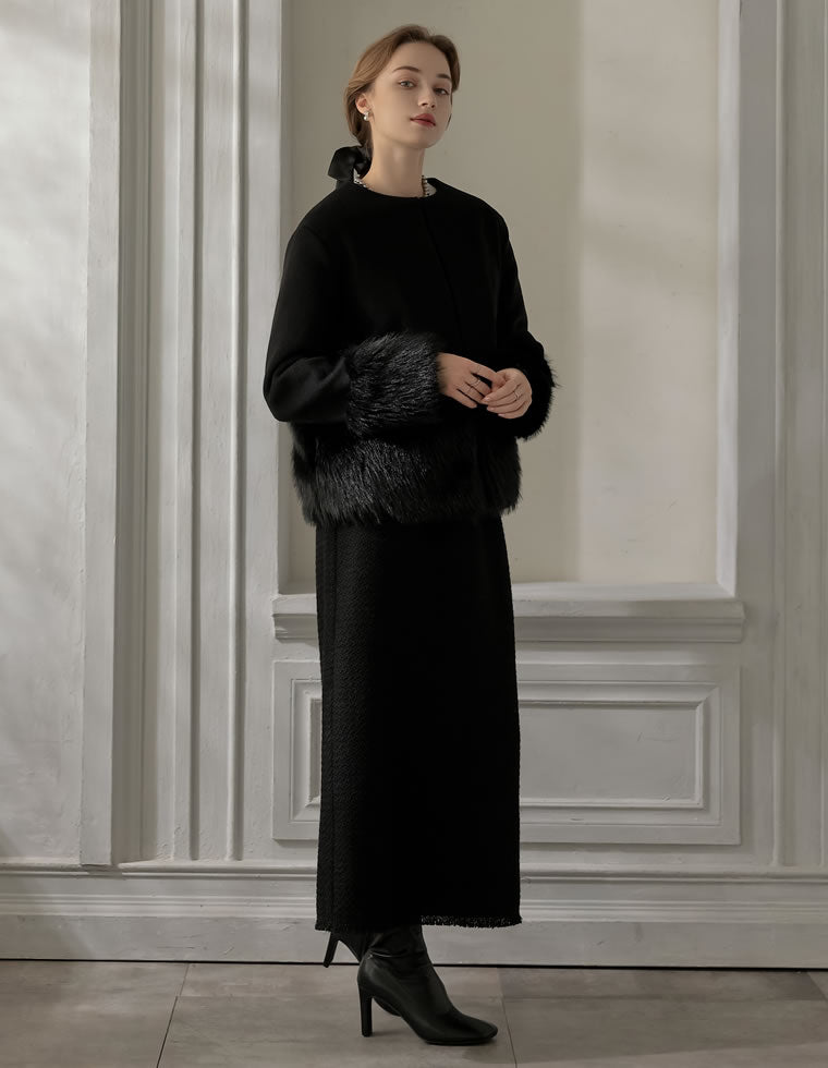 ファートリムノーカラーコート - ジャケット/アウター通販 | 人気