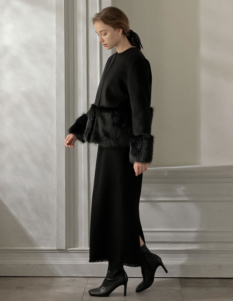 ファートリムノーカラーコート - ジャケット/アウター通販 | 人気