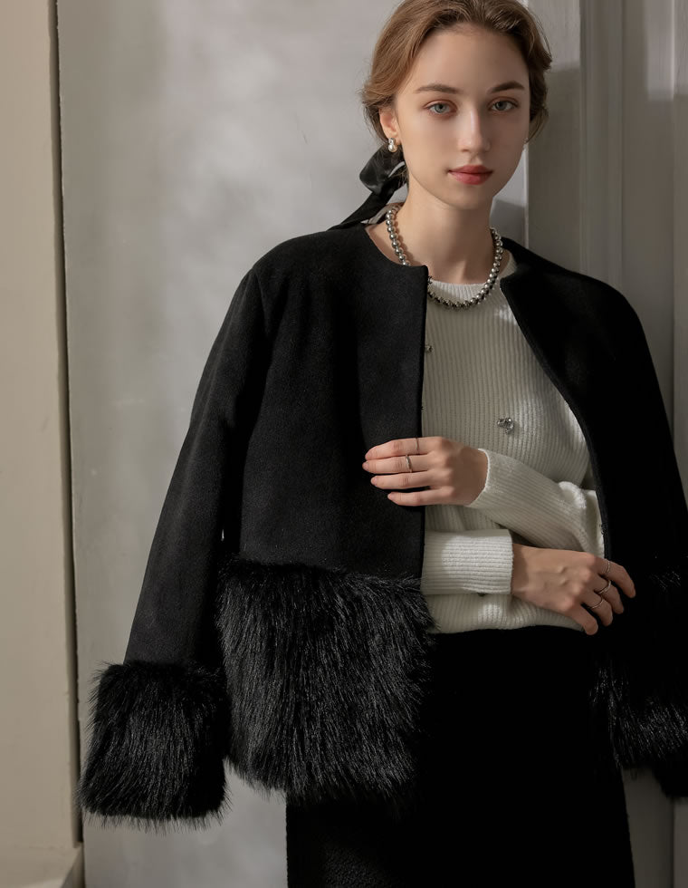 ファートリムノーカラーコート - ジャケット/アウター通販 | 人気