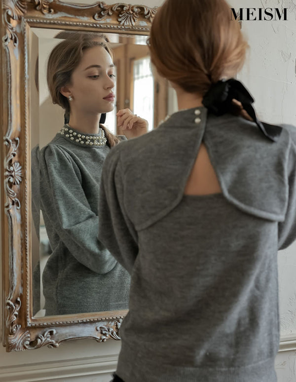 [2025-26 WINTER COLLECTION][MEISM by Re:EDIT]パールハイネックボリュームスリーブバックシャンニット