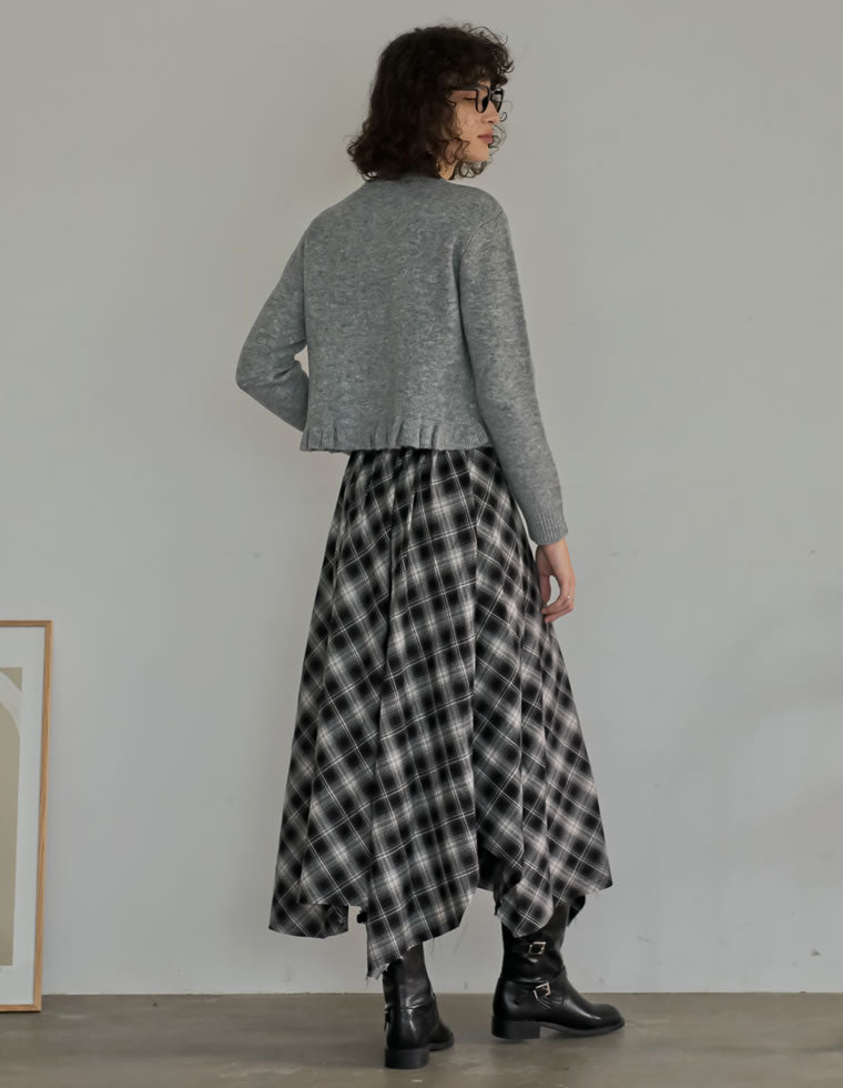起毛チェック柄アシンメトリースカート - スカート通販 | 人気