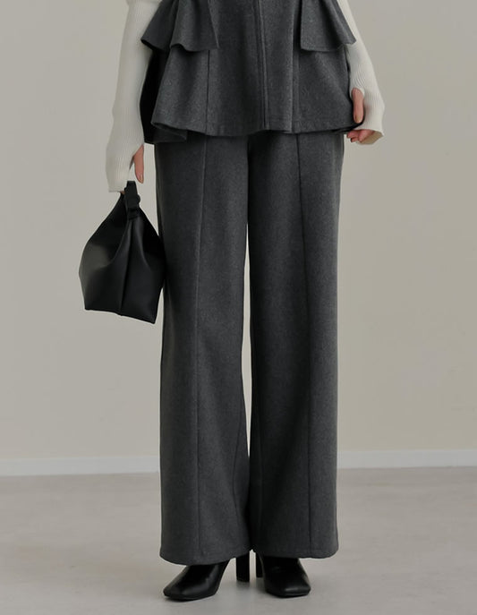 【公式サイト先行販売！セット割2BUY20％OFF対象 クーポンコード：CA_KS220_251114】[公式サイト先行販売][洗濯機で洗える][低身長/高身長サイズ有]圧縮ウールライクピンタックストレートパンツ