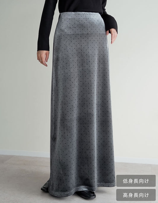 [低身長/高身長サイズ有]無地orドットベロアナロースカート スカート 人気レディースファッション通販 リエディ