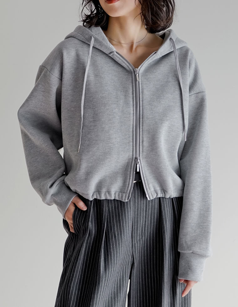 裏起毛ダブルジップドロストパーカー - トップス通販 | 人気レディース