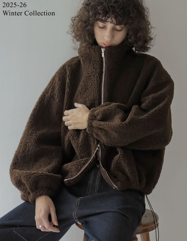 [2025 WINTER PRE ORDER]ボアドロスト付きダブルジップブルゾン