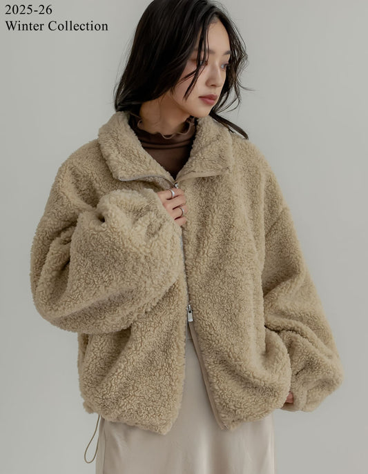 [2025 WINTER COLLECTION]ボアドロスト付きダブルジップブルゾン