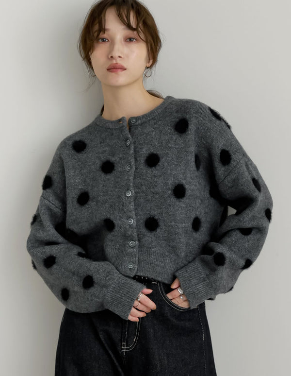 ポルカドットショートニットカーディガン