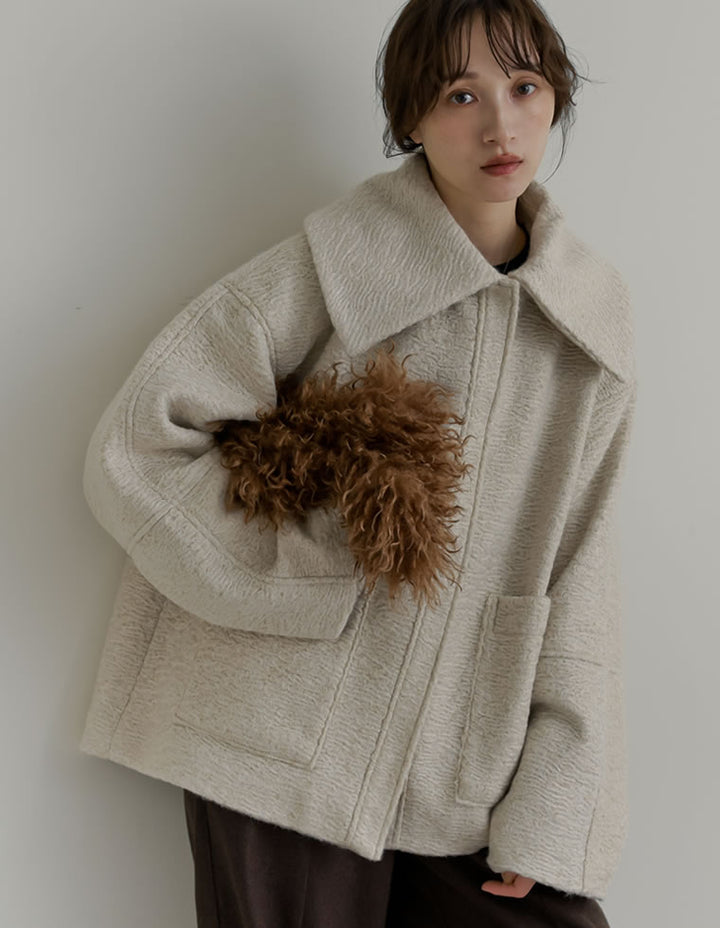 カールシャギーケープミドルコート ジャケット/アウター 人気レディースファッション通販 リエディ