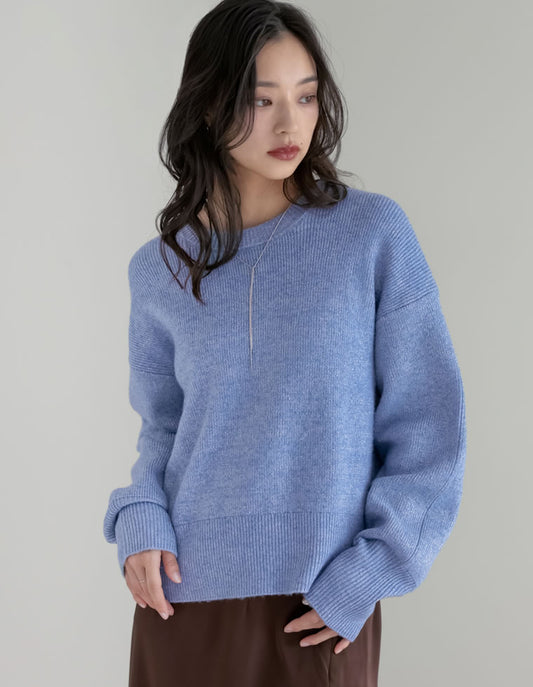 クルーネックラメニットトップス