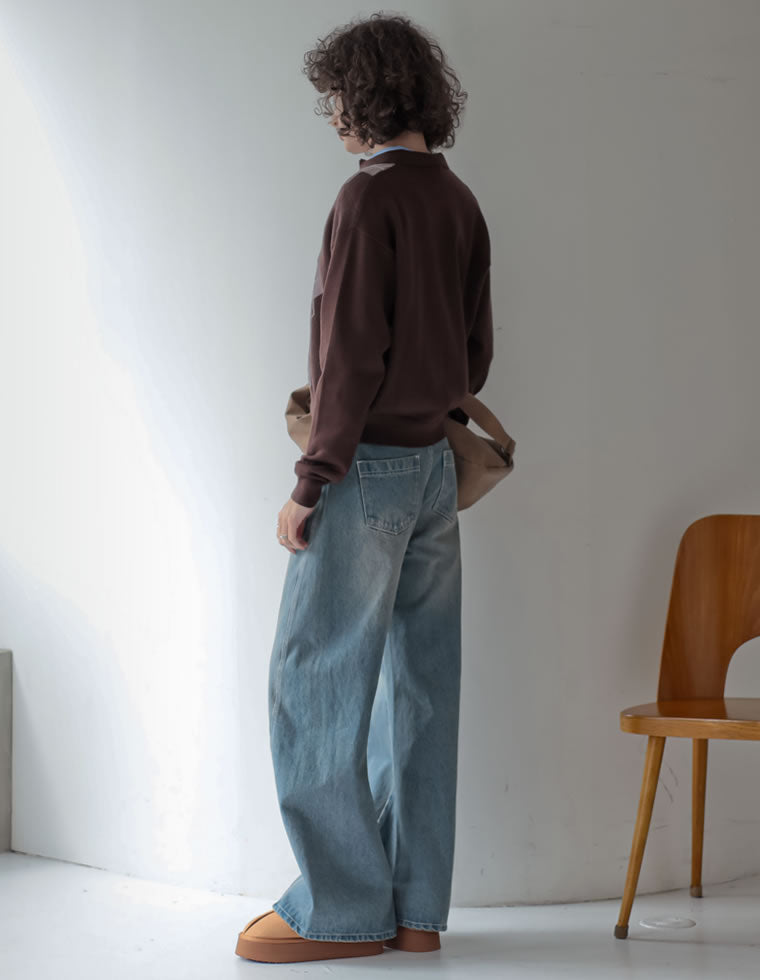アーガイル柄ハーフジップニットトップス - トップス通販 | 人気
