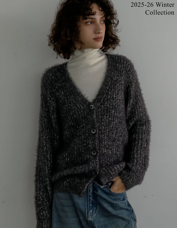 [2025 WINTER PRE ORDER]シャイニーミックスニットカーディガン