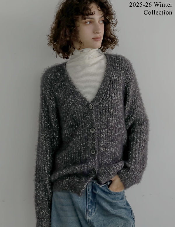 【PRE ORDER 20%OFF対象】[2025 WINTER PRE ORDER]シャイニーミックスニットカーディガン