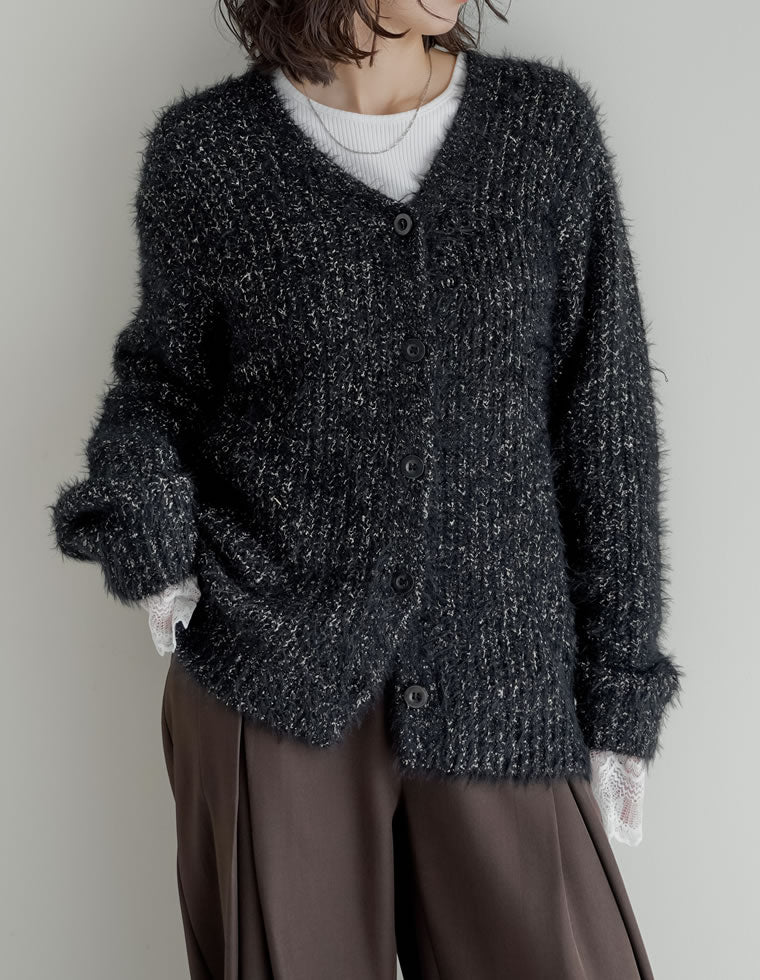 ラメフェザーニットリボンカーディガン - トップス通販 | 人気