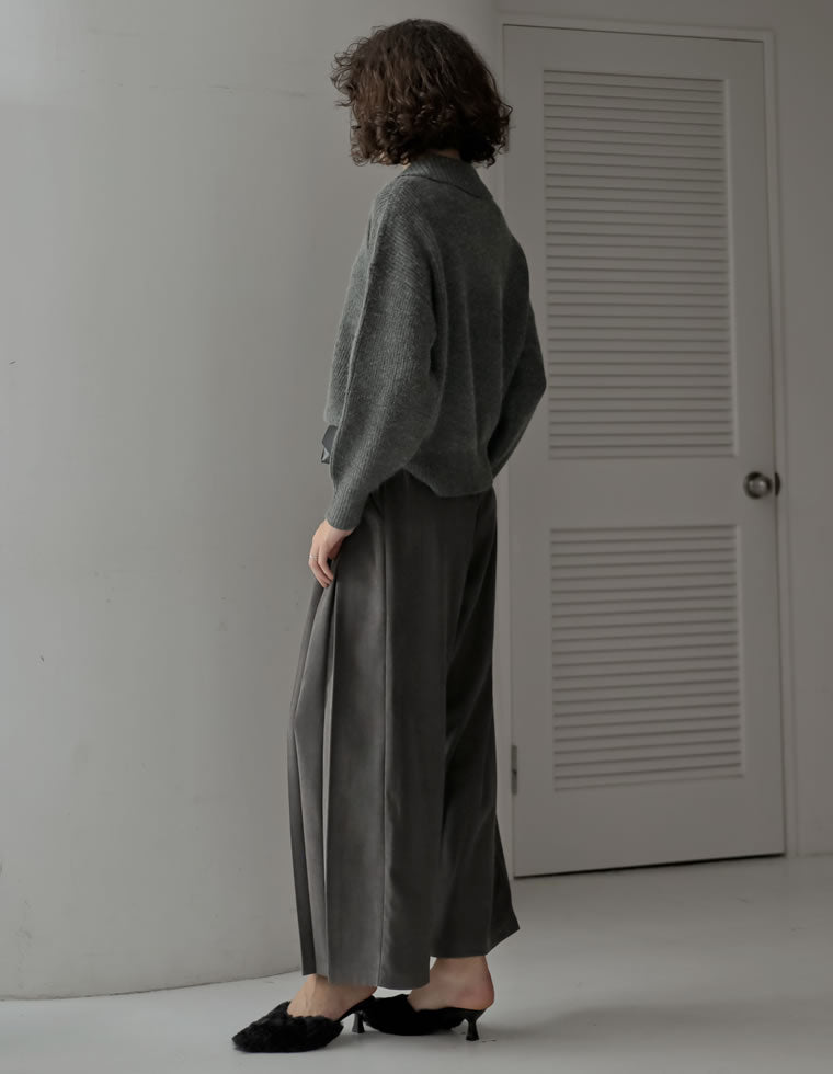 微起毛ツイルタックプリーツワイドパンツ - パンツ通販 | 人気