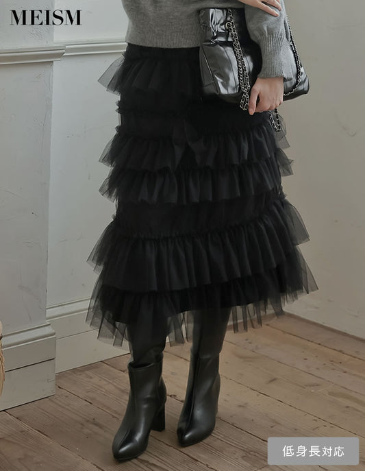 [2025-26 WINTER COLLECTION][MEISM by Re:EDIT][低身長サイズ有]チュールティアードロングスカート