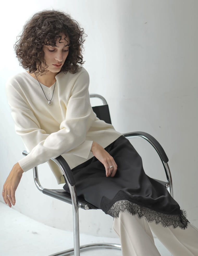 サテンレースアシンメトリーラップスカート - スカート通販 | 人気