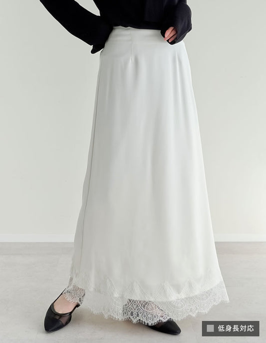 【TIME SALE 10%OFF】[低身長サイズ有]サテンレースマキシナロースカート[mb] スカート 人気レディースファッション通販 リエディ