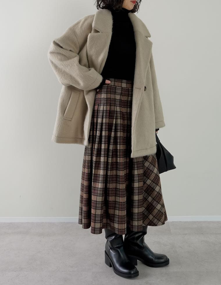 チェック柄プリーツスカート KOBE LETTUCE（神戸レタス） プリーツスカート レディース ロング丈