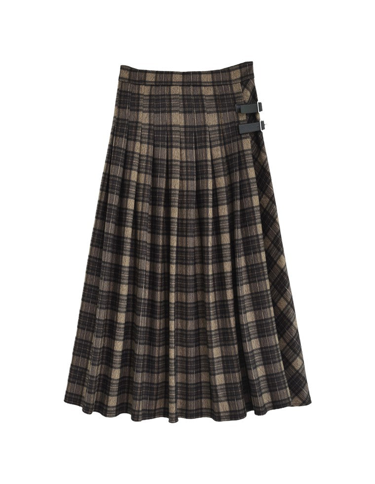 ＊新品＊サイドベルト付き*チェック柄スカート　大きいサイズ　レディース サイドベルトチェック柄プリーツスカート - スカート通販 | 人気